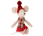 14-2700-00 Maileg christmas mouse big sister med rød nederdel - Tinashjem